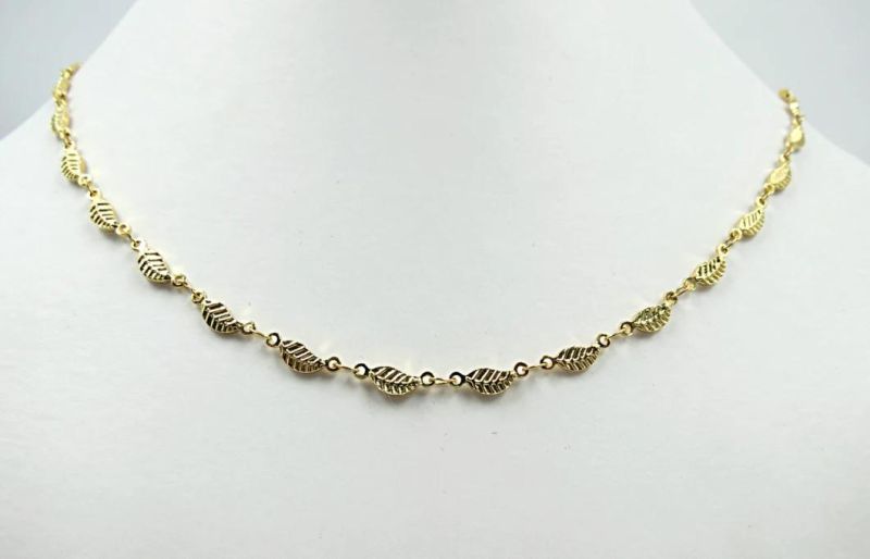 18K Gold Plated Leaf Necklace for Jewelry