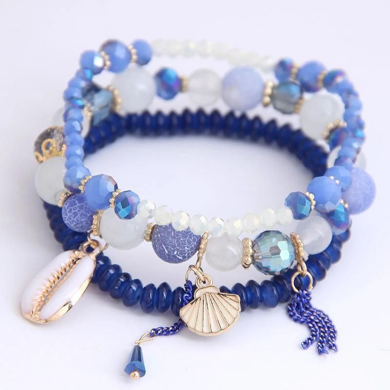 Fashion Jewelry Bohemian Strings Oceanic Style Multi-Layered Beaded Crystal Bracelets