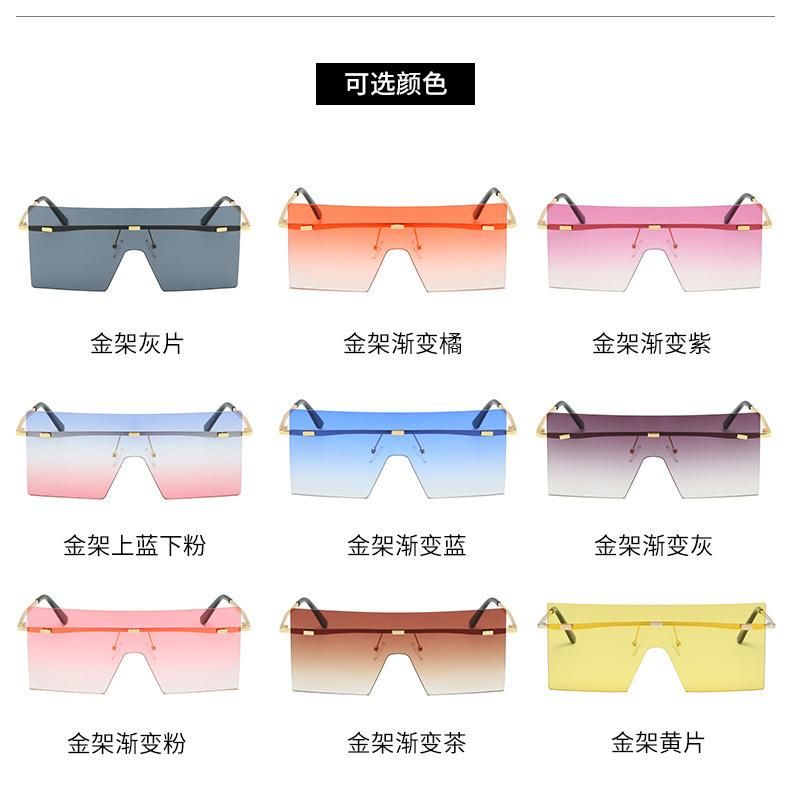 2020 Hot Sale Amazon Big Size Fashionable UV400 Oversize Rimless Metal Sunglasses