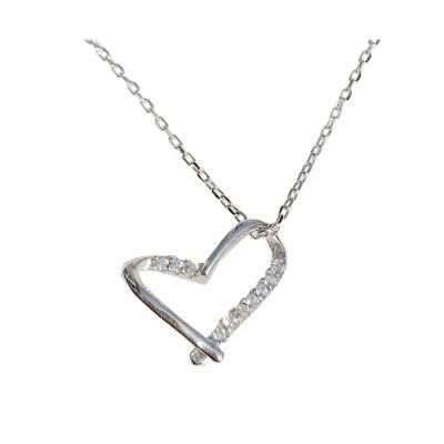 Wholesale Jewelry S925 Sterling Silver Simple Heart Choker Chain Necklace
