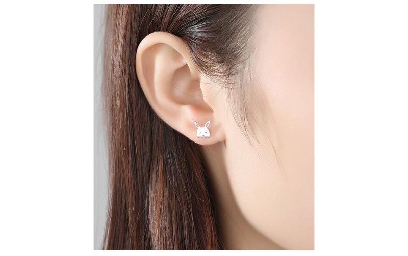 Fashion 925 Silver Rabbit and Carrot Design Custom Ear Studs