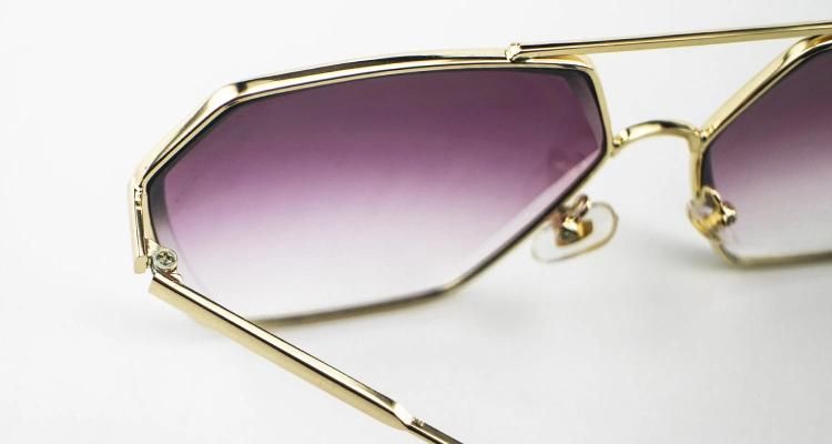 Hexagon Custom Logo Ready Top Flat Metal Framewomen Sunglasses