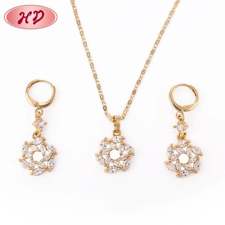 Customized New Popular Zircon Gold Plated Jewelry Sets