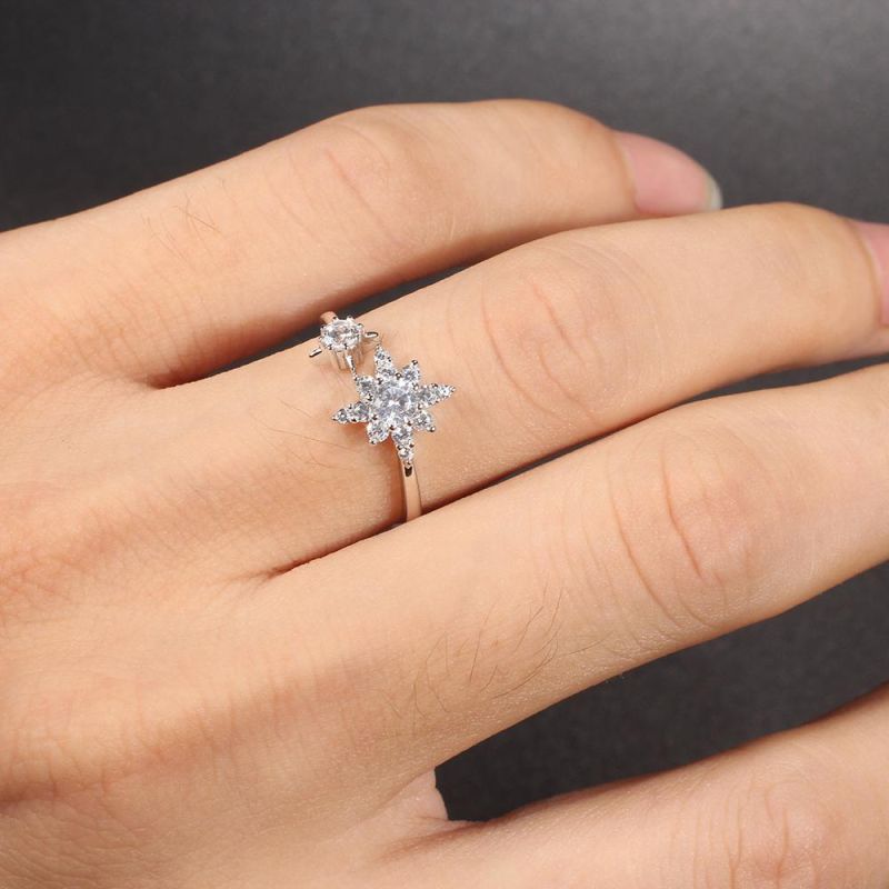 Hot Sell 925 Silver CZ Wedding Open Ring