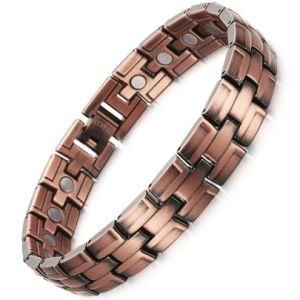 Mens Wide Band Copper Ion Magnetic Links Chain Bracelets