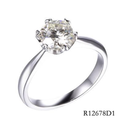 Hot Sale 925 Sterling Silver Clear 1CT 6.5mm Moissanite Main Stone Ring