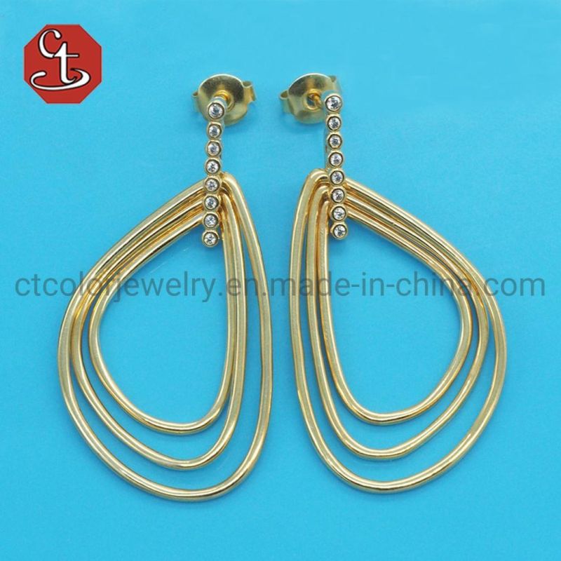 Twistedstring Cable Special Two Tone Plating Hanging Dangle Earring Brass Coper & Silver jewelry