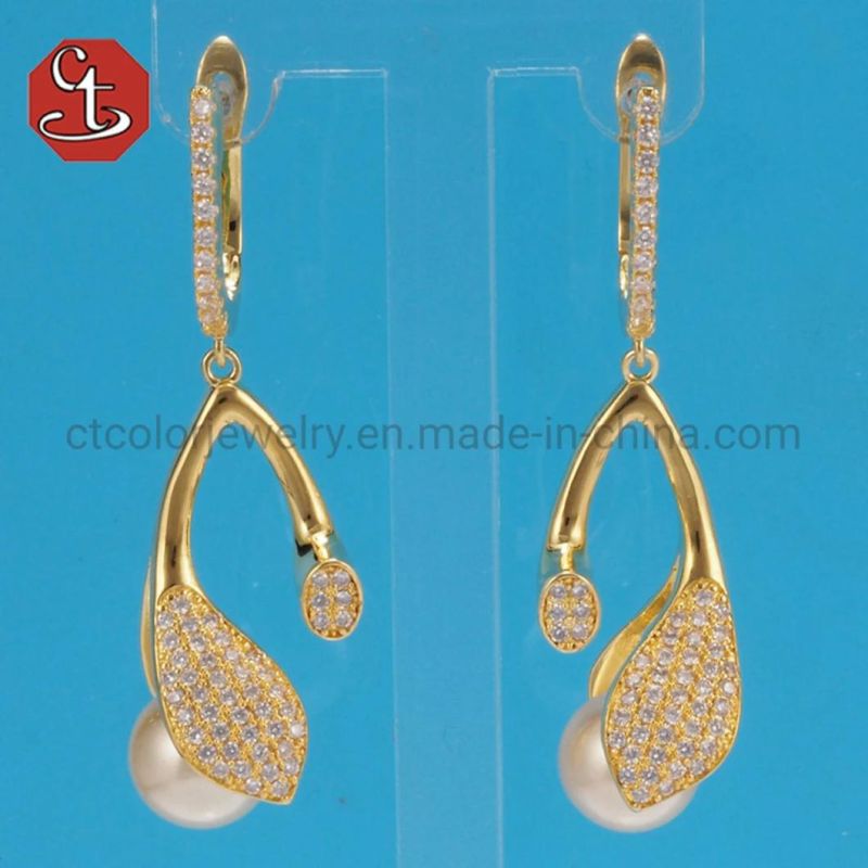 White Cubic Zirconia Jewelry Sets Pearl Bridal Jewelry for Women Elegant Pearl Rings