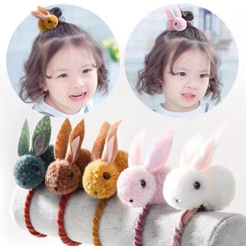 Lovely Rabbit Hair Clip Child Elastic Hair Band Tie with Rabbit Kids