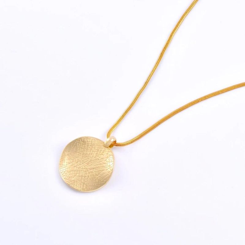 18K Gold Plated Jewelry Chain Fashion Necklace Design with Round Circle Pendant for Men and Women