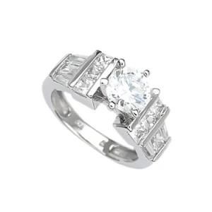 Palmbeach Platinum Over Silver Diamond Cluster Ring
