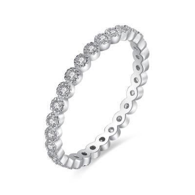 Real 925 Sterling Silver Simple Cute Dazzling CZ Charm Finger Ring for Women Wedding Party Fashion Jewelry
