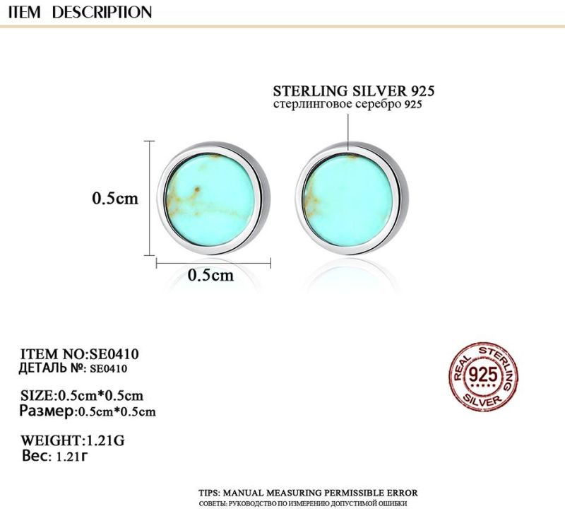 Popular Jewelry Silver Earring Ear Stud with Verdant Stone