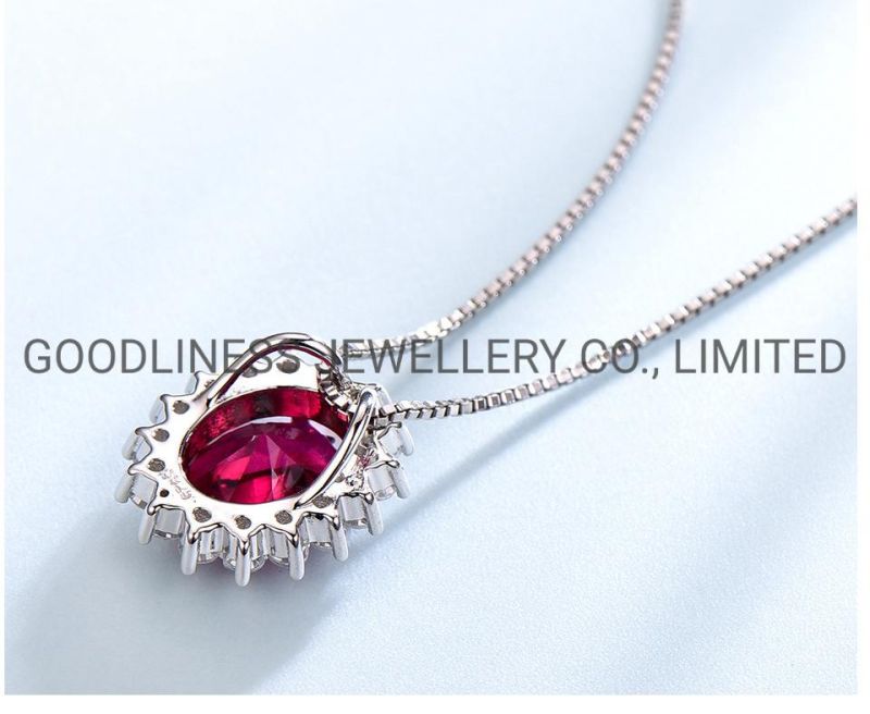 925 Sterling Silver Fine Jewelry Halo Pendant Necklace