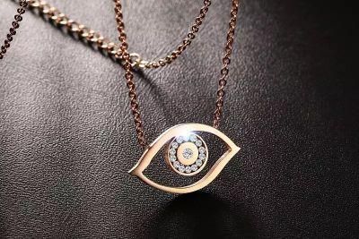 Stainless Steel Eye Zircon Charm Necklace for Women