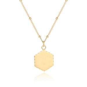 Custom Logo Regular Graphics Hexagon Pendant Charm Necklace