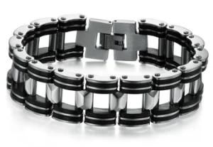 High Quality Men&prime;s Motor Bike Chain Link Motorcycle Chain Bracelets Bangles 316L Stainless Steel Jewelry with Silicone