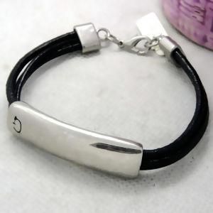 Leather Bracelet with Stainless Steel Bar (BC3526)