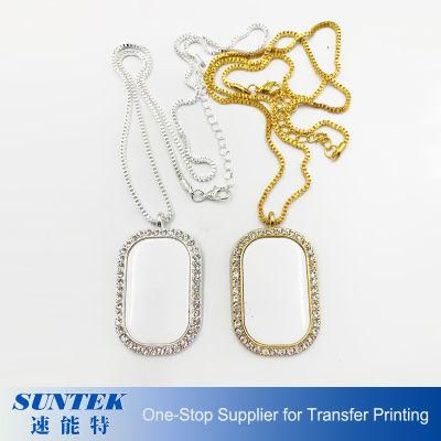 Sublimation Blank Zinc Alloy Rhinestone Necklace