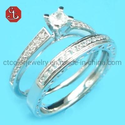 Simple 2 PCS/Set Zircon Classic Engagement Rings for Women Wedding Rings Female Diamond Jewelry Chic Accessories Gift