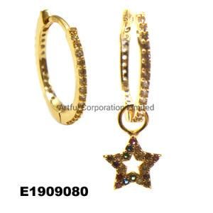925 Sterling Silver/Brass/Earring/with Gold Plated/Fashion Jewelry/Star Earring