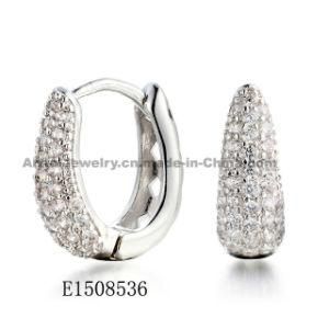 Fashion Jewelry Silver or Brass Jewelry Hoop Earring Cubic Huggie Earring Zircon Earring for Women