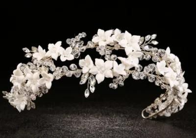 Wedding Bridal Elegant Crystal Ceramic Headband Hair Comb Headpiece Tiara. Silver Crystal Tiara