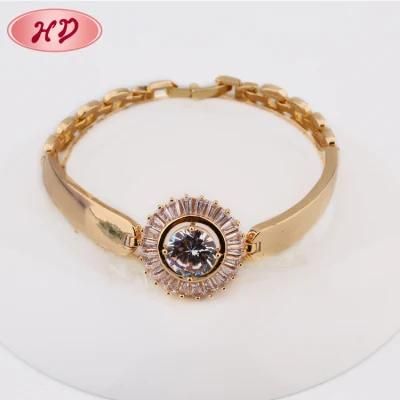 Hot Selling Fashionable Costume Jewelry Gold Color CZ Charm Bracelet