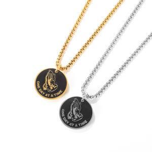 Gold Plated Stainless Steel Praying Hands Pendant Necklace