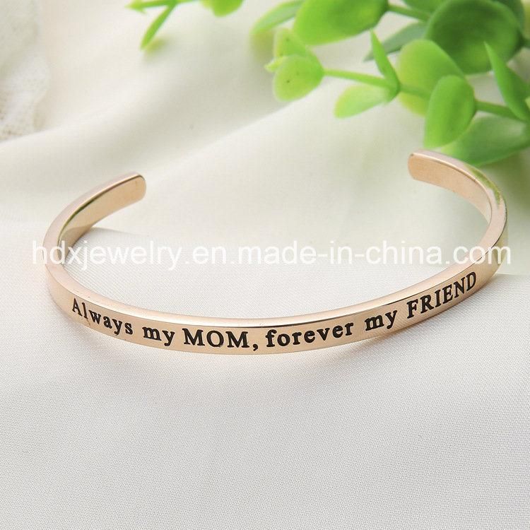 Fashion Custom Engraved Jewelry Stainless Steel Open Cuff Bracelet Bangle