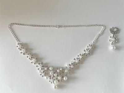 Rhinestone Chain with Pearl and Earrings Set