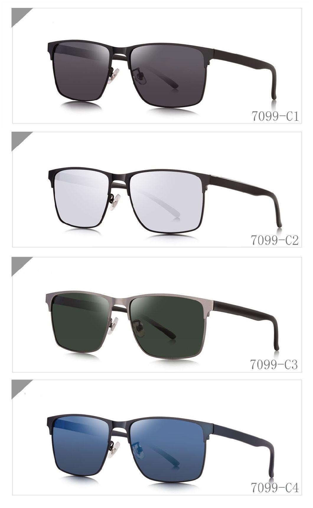 Classic Square Shape Man Style Ready Goods Classic Rectangle Metal Sunglasses for Men