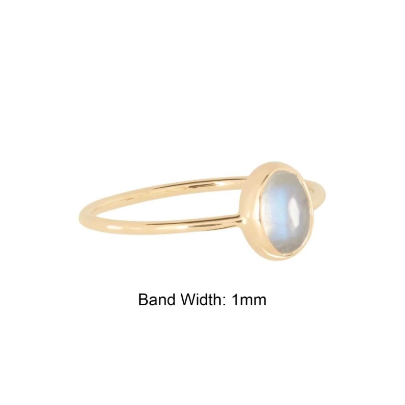 Dainty Fashion Hot Sale 2022 Jewelries 925 Sterling Silver Moonstone Gemstone 18K Plated Moonstone Ring