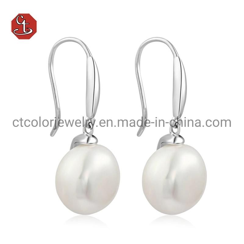 Fashion earrings 925 silver Rhodium Plated Baroque pearl earrings for women