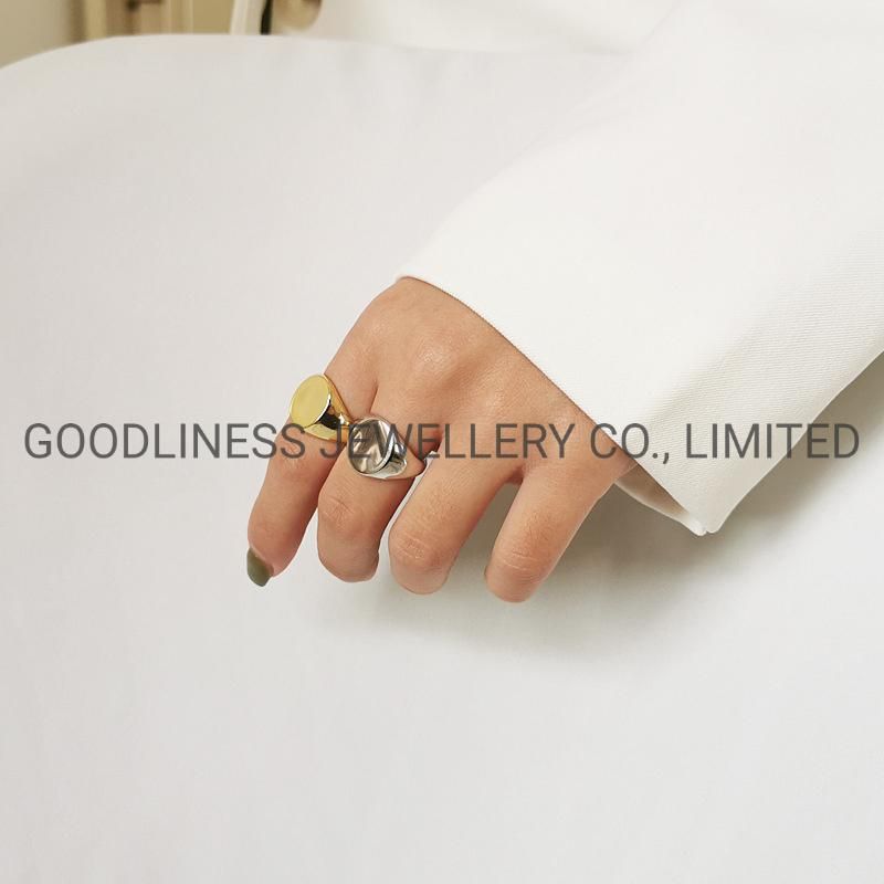 Simple Silver Gold Fashion Adjustable Open Signet Women Band Rings