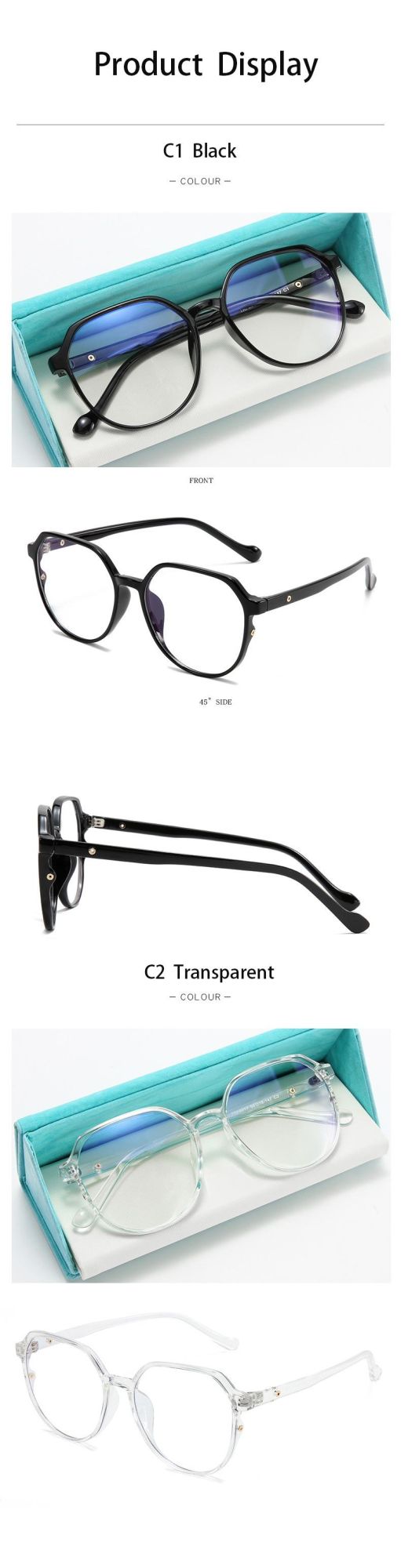 2022 New Tr90 Glasses Frame Classic Ins Wind Pigment Anti Blue Light with Myopia Frame Student Optical Flat Lens Korean Version