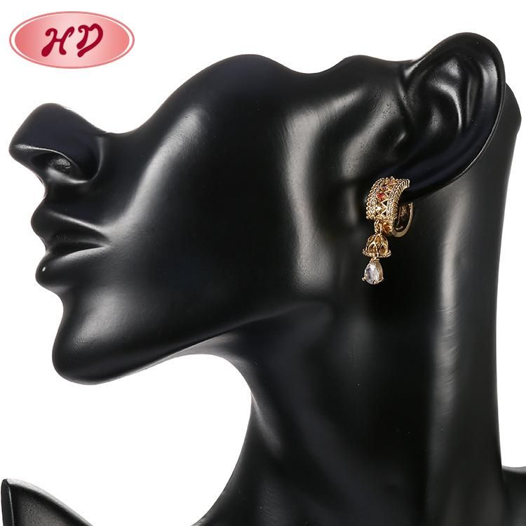 Fashion Latest Design Yellow Gold Plated with Stone Earring