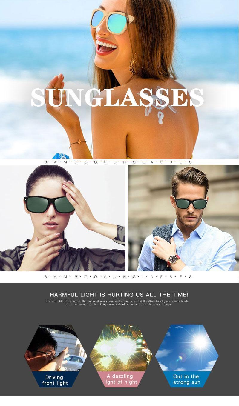100% UV Protection Man Woman Wooden & Bamboo Sunglasses