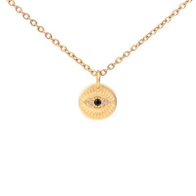 New Arrivals Copper 18K Gold Plated Jewelry Simple Evil Eye Coin Pendant Necklace for 2021 Women