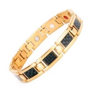 Amazon Hot Sell, All-Gold Carbon Fibre Keep Health Positive Bio Energy Bracelets for Men