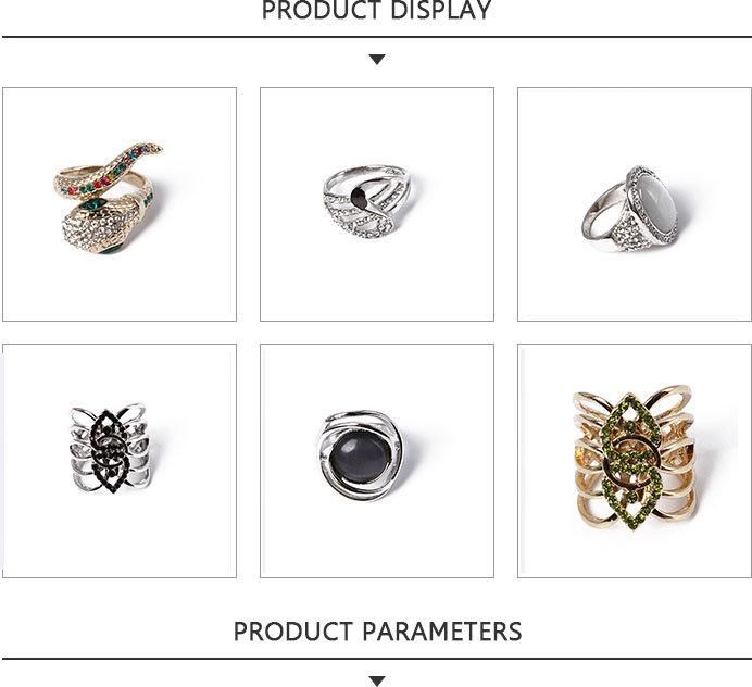2020 Fashion Jewelry Silver Round Ring with Black Rhinestone