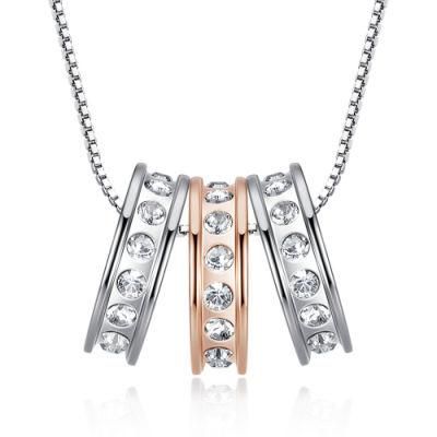 Fashion Three Ring Austrian Crystal Clavicle Chain Necklace