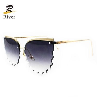 Butterfly Type Wholesale Custom Logo Trimmed Half Frame Women Sunglasses