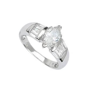 Icz Stones Sterling Silver 100-Facet Cubic Zirconia Stone Ring
