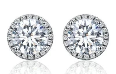 Halo Earring Stud in 925 Sterling Silver Jewelry