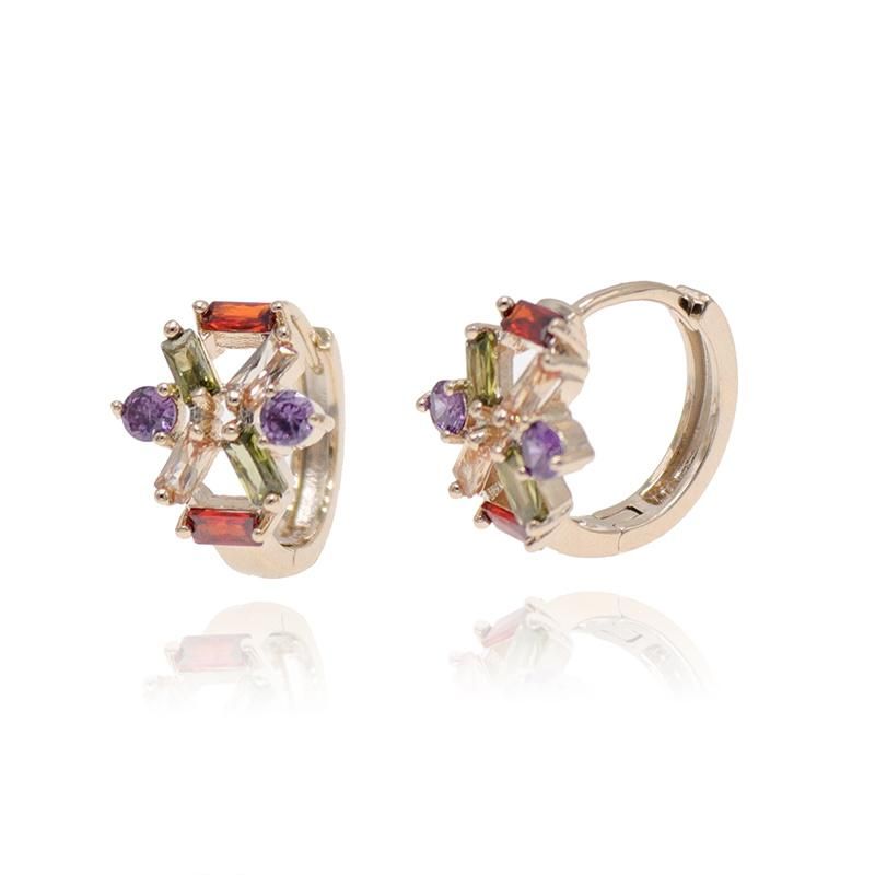 Korean Fashion Jewelry Design Colorful Zircon Inlaid Ladies Earrings