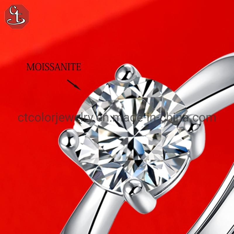 Wholesale Jewellery 1 CT Wedding Moissanite Diamond Ring Fashion Jewelry for Women