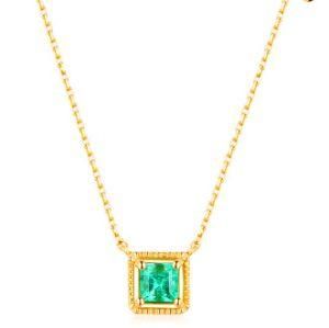 2021 Fashion Gold Vermeil 925 Sterling Silver Green CZ Zircon Minimalist Pendant Women Necklace