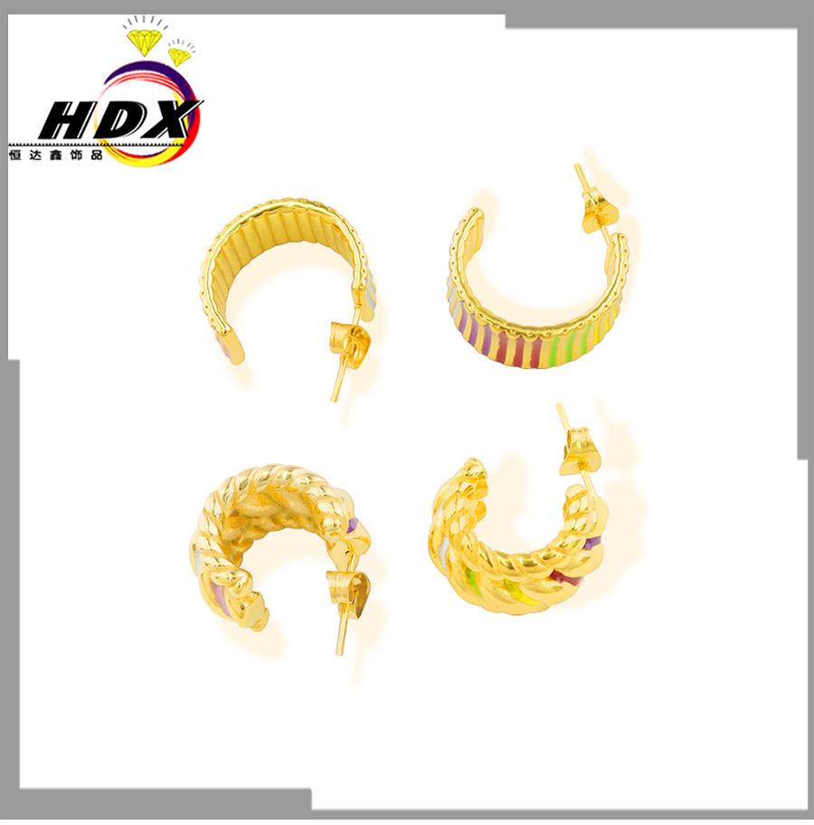 Stainless Steel Plated 18K Gold Leisure Spiral Pattern Women′ S Three-Dimensional Enamel Earrings