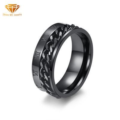 Fashion Ring Release Stress Spinner Ring The Beer Bottle Artifact Roman Numeral Rotatable Chain Ring